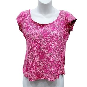 2/$20 George Hot Pink & White Pattern Top Blouse Size: Small